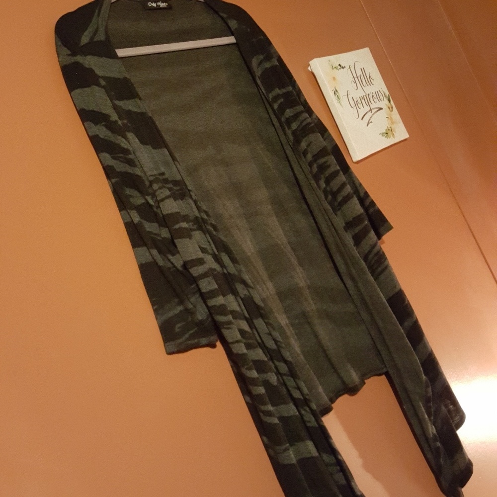 Gray and Black Draped Cardigan